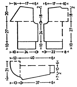 Чертеж выкройки кофты (размер 48—50).